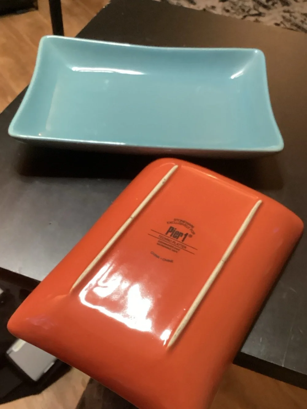 Ceramic Rectangular Serving Plates - Orange and Turquoise - Pier 1 Imports
